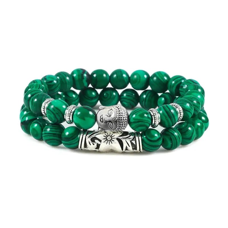 Buddha Head Bracelet Natural Stone Beads - Unisex Buddhist Prayer Jewelry 8mm | Buddhive