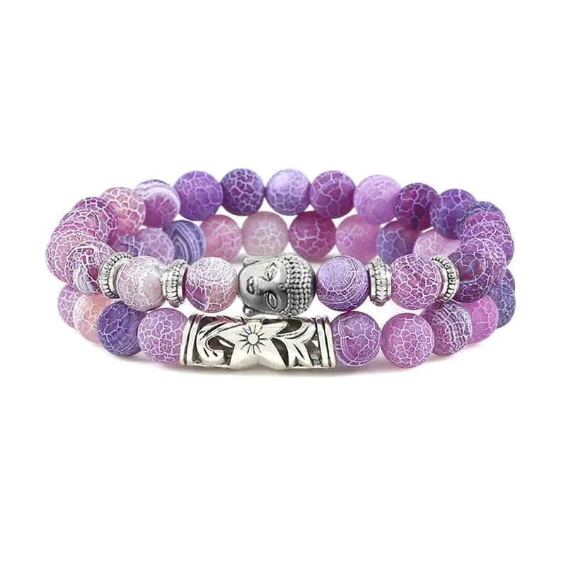 Buddha Head Bracelet Natural Stone Beads - Unisex Buddhist Prayer Jewelry 8mm | Buddhive