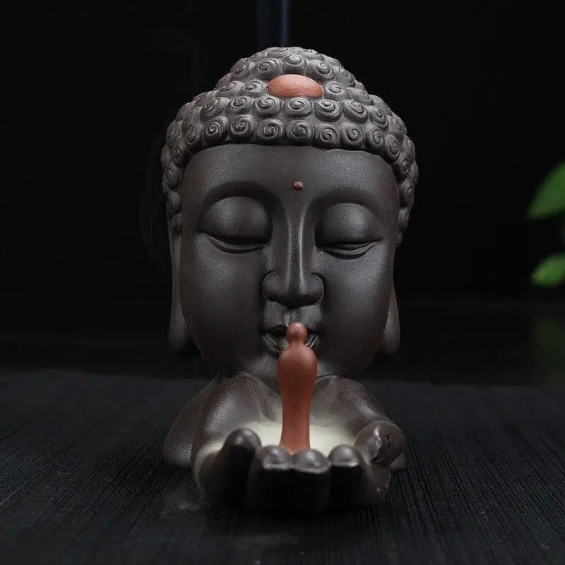 Buddha Head Incense Burner Ceramic Backflow - Zen Meditation Decor 14cm | Buddhive