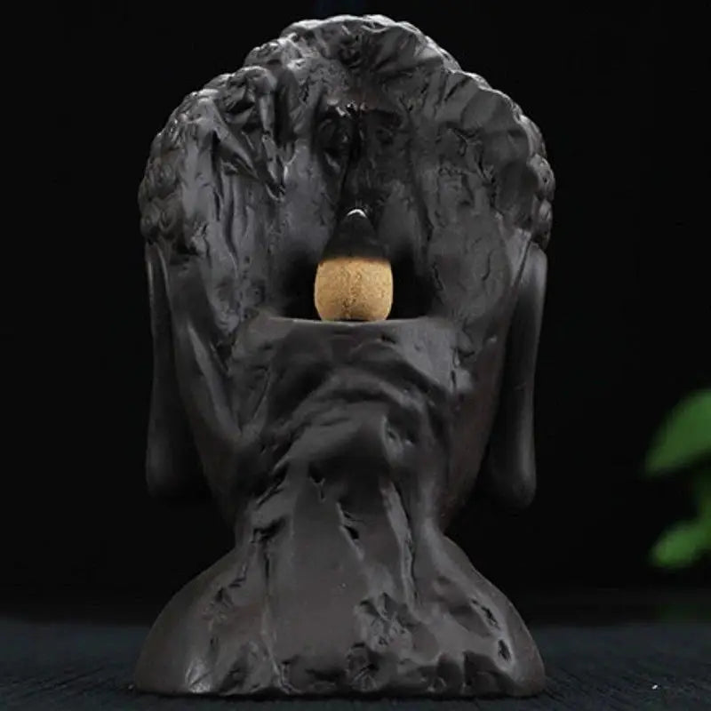 Buddha Head Incense Burner Ceramic Backflow - Zen Meditation Decor 14cm | Buddhive