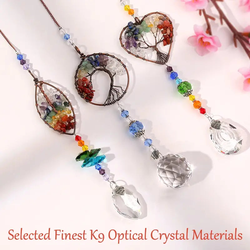 Chakra Sun Catcher Tree of Life - Stained Glass Window Decor - Meditation & Feng Shui | Buddhive