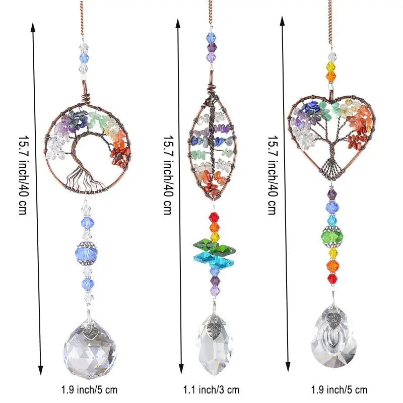 Chakra Sun Catcher Tree of Life - Stained Glass Window Decor - Meditation & Feng Shui | Buddhive