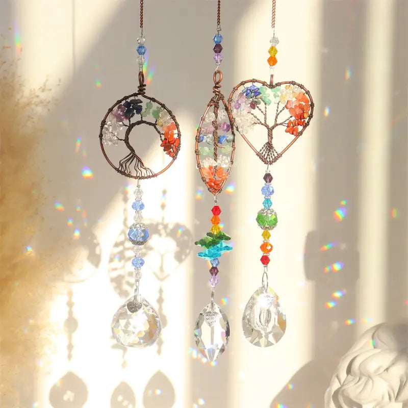 Chakra Sun Catcher Tree of Life - Stained Glass Window Decor - Meditation & Feng Shui | Buddhive