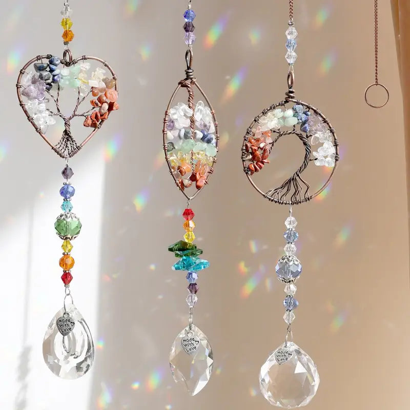 Chakra Sun Catcher Tree of Life - Stained Glass Window Decor - Meditation & Feng Shui | Buddhive