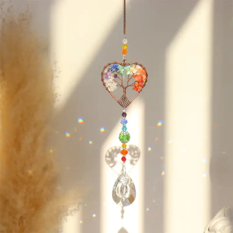 Chakra Sun Catcher Tree of Life - Stained Glass Window Decor - Meditation & Feng Shui | Buddhive