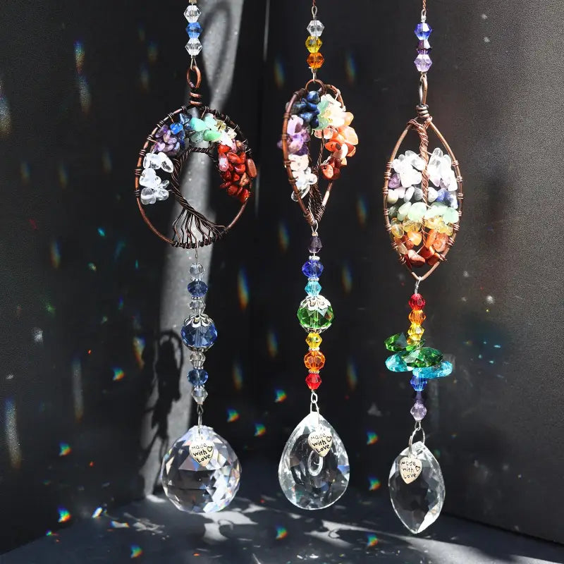 Chakra Sun Catcher Tree of Life - Stained Glass Window Decor - Meditation & Feng Shui | Buddhive