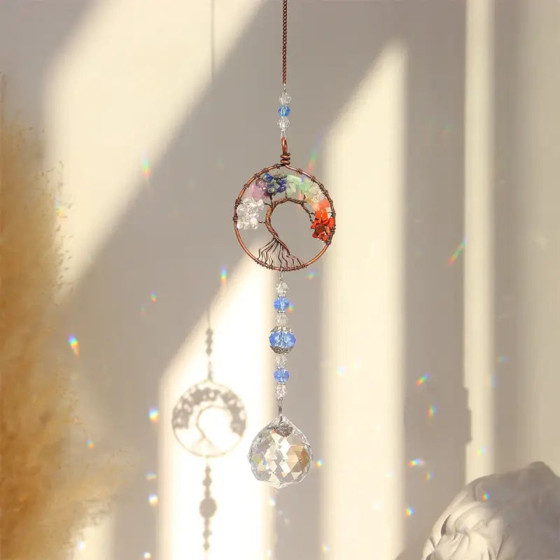 Chakra Sun Catcher Tree of Life - Stained Glass Window Decor - Meditation & Feng Shui | Buddhive