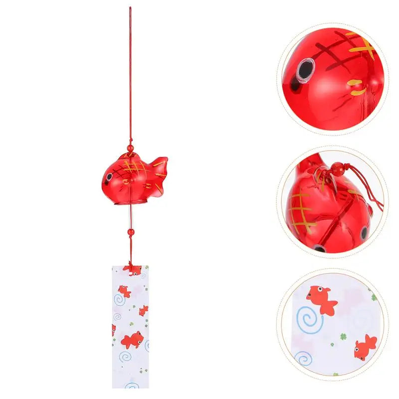 Feng Shui Wind Chime Glass Goldfish - Red Lucky Fish Hanging Chime for Home & Garden | Buddhive