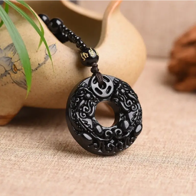 Obsidian Buddha Necklace Avalokiteshvara Pendant | Natural Stone Buddhist Jewelry | Buddhive