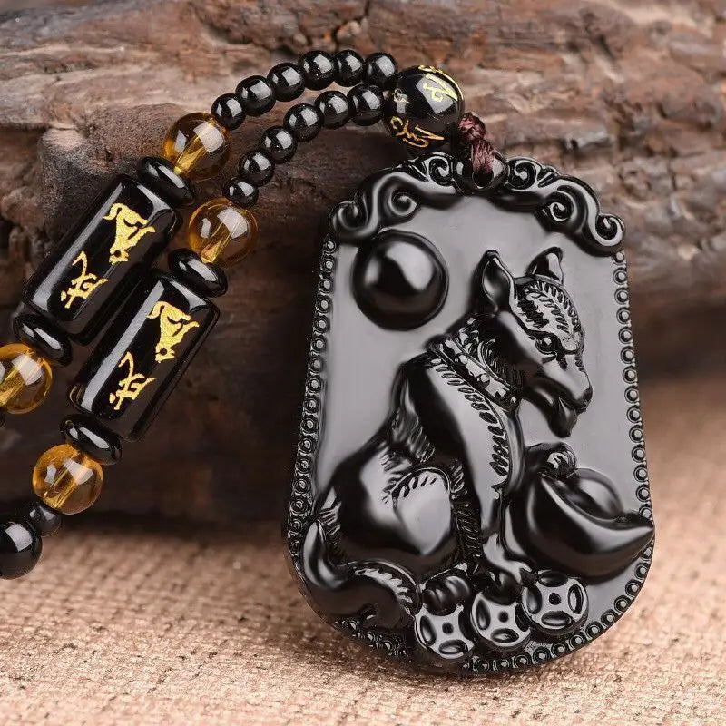 Obsidian Buddha Necklace Avalokiteshvara Pendant | Natural Stone Buddhist Jewelry | Buddhive