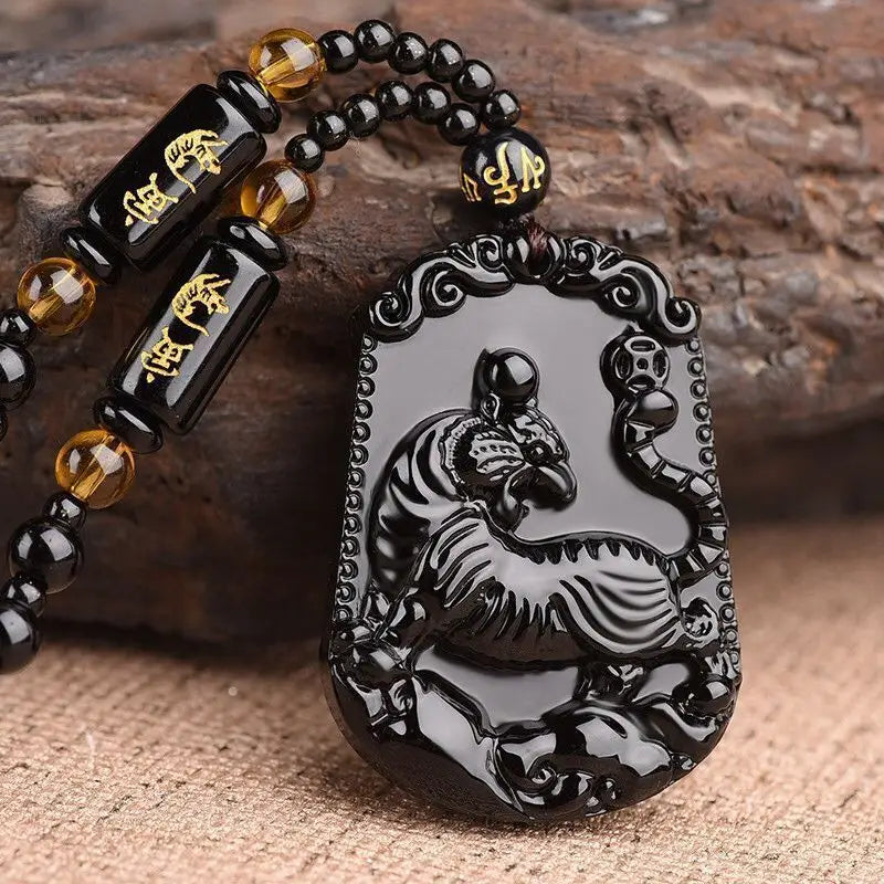 Buddhist Tiger Necklace - Zinc Alloy Asian Tiger Pendant - Adjustable Chain | Buddhive