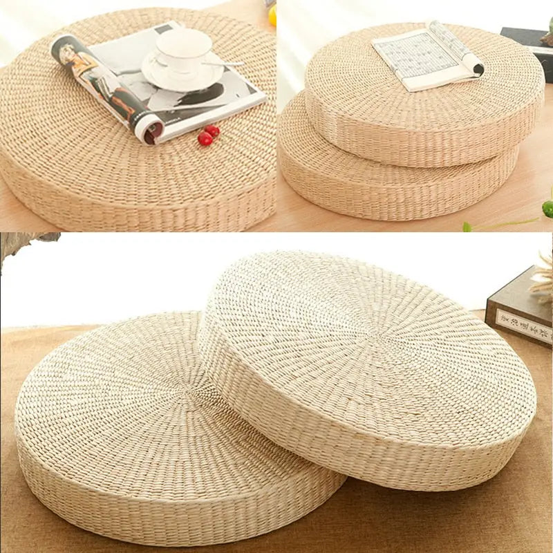 Meditation Pillow Woven Straw - Handcrafted Natural Zafu Cushion for Zen Practice | Buddhive