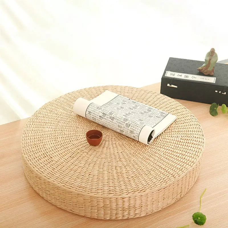 Meditation Pillow Woven Straw - Handcrafted Natural Zafu Cushion for Zen Practice | Buddhive
