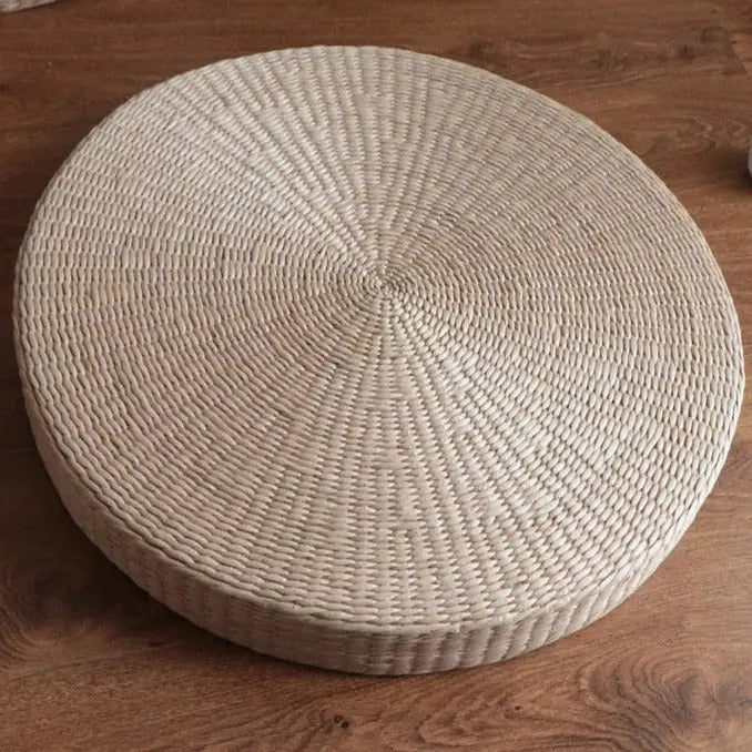 Meditation Pillow Woven Straw - Handcrafted Natural Zafu Cushion for Zen Practice | Buddhive