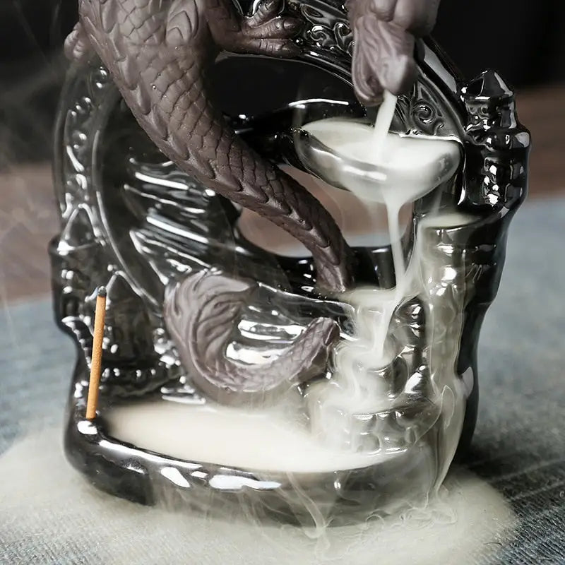 Dragon Incense Waterfall - Ceramic Backflow Burner 12cm | Meditation & Zen Decor | Buddhive