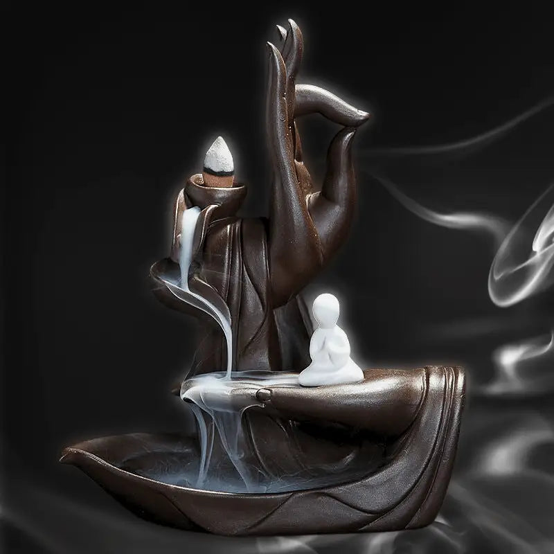 Buddha Hand Incense Waterfall - Ceramic Backflow Burner with Smoke Cascade | Buddhive