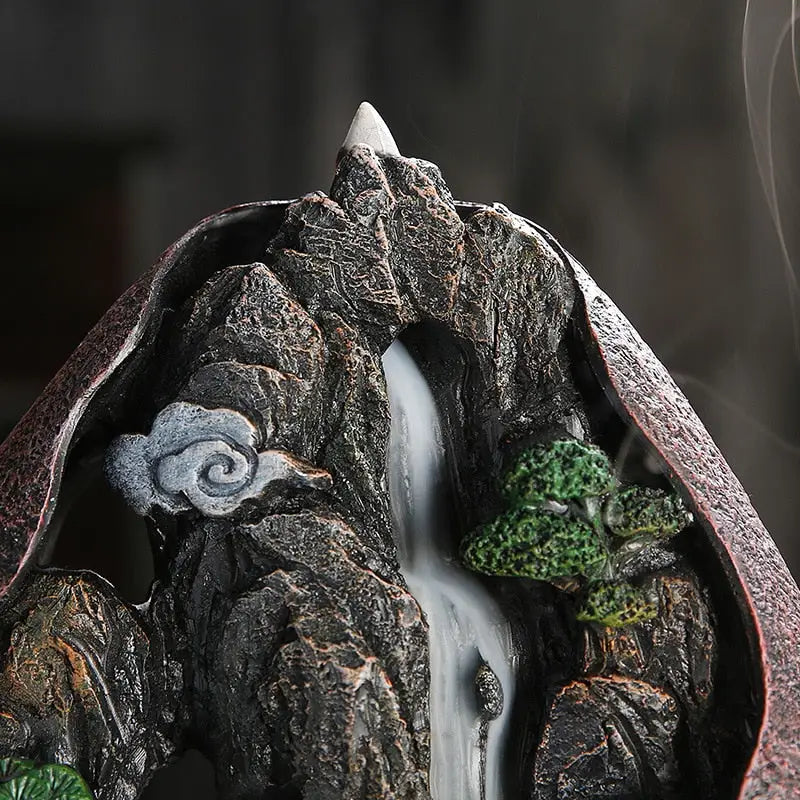 Zen Mountain Incense Waterfall - Handcrafted Resin Backflow Burner - Meditation Decor | Buddhive