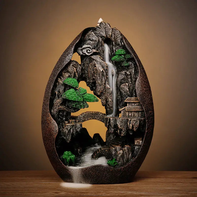 Zen Mountain Incense Waterfall - Handcrafted Resin Backflow Burner - Meditation Decor | Buddhive