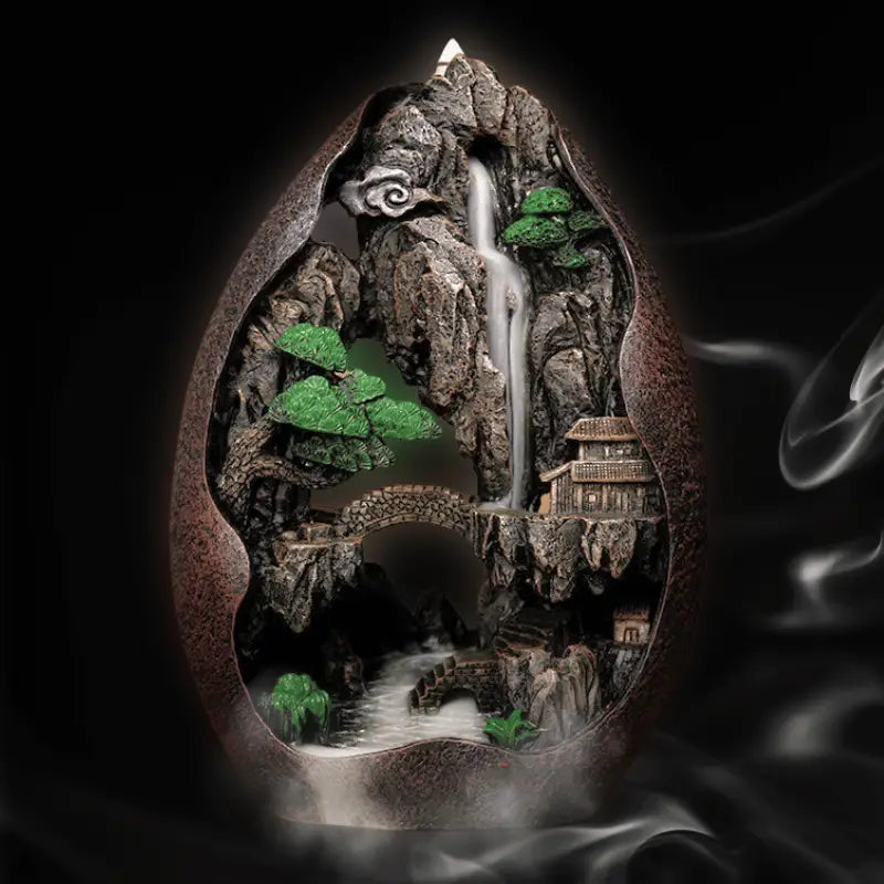 Zen Mountain Incense Waterfall - Handcrafted Resin Backflow Burner - Meditation Decor | Buddhive