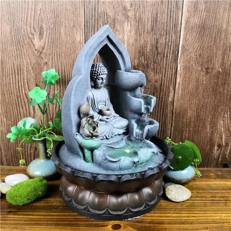 Buddha Fountain Indoor - Tabletop Water Fountain with LED - Meditation & Zen Decor | Buddhive
