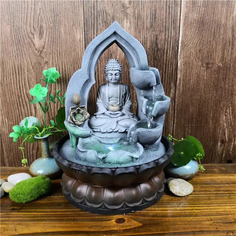 Buddha Fountain Indoor - Tabletop Water Fountain with LED - Meditation & Zen Decor | Buddhive