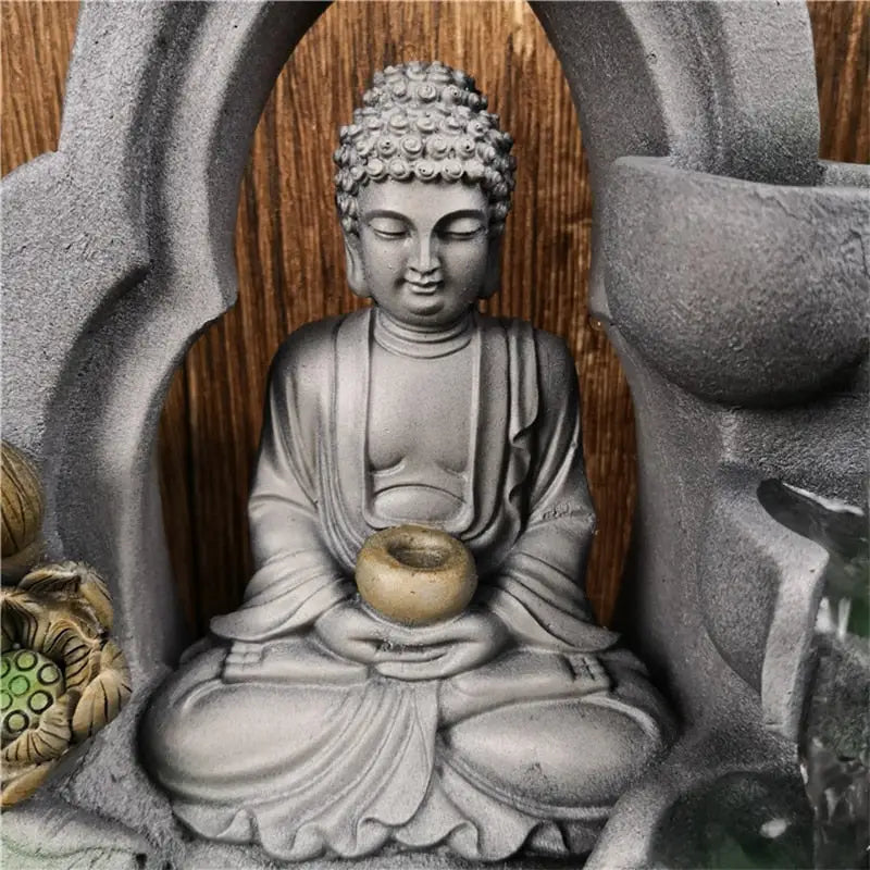 Buddha Fountain Indoor - Tabletop Water Fountain with LED - Meditation & Zen Decor | Buddhive