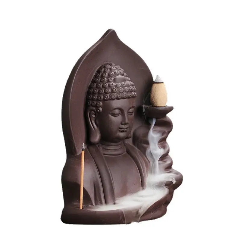 Buddha Incense Fountain Waterfall Burner - Purple Clay Backflow Incense Holder | Buddhive