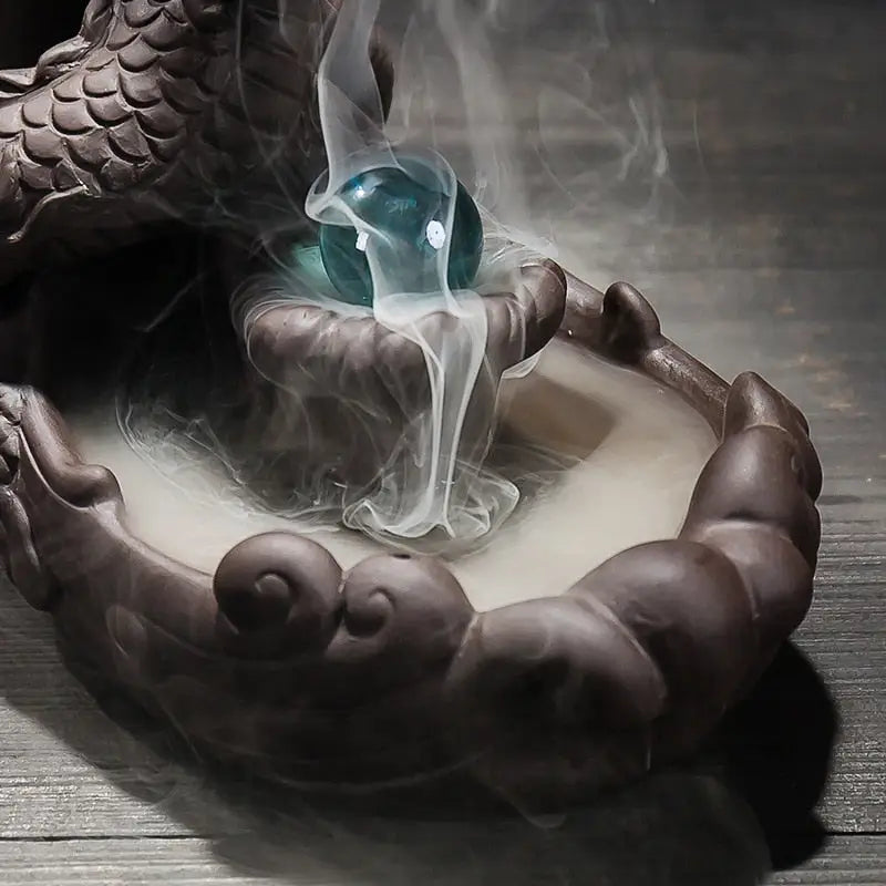 Dragon Incense Waterfall Fountain - Ceramic Backflow Burner with Cascading Smoke | Buddhive