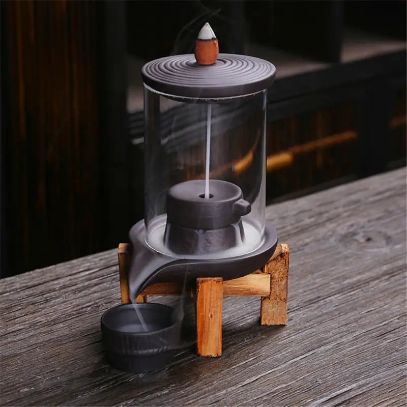 Incense Waterfall Fountain Ceramic Backflow Burner - Lucky Charm Zen Decor | Buddhive