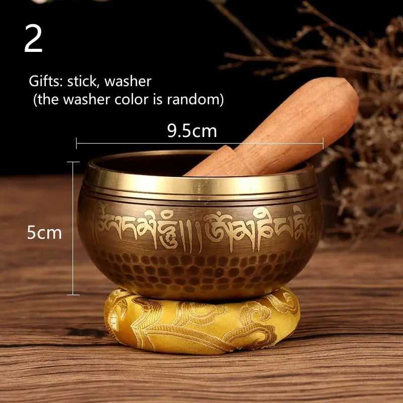 Tibetan Singing Bowl Set - Hand-Hammered Copper & Wood - 3-8 Inch Meditation Sound Therapy Bowl | Buddhive