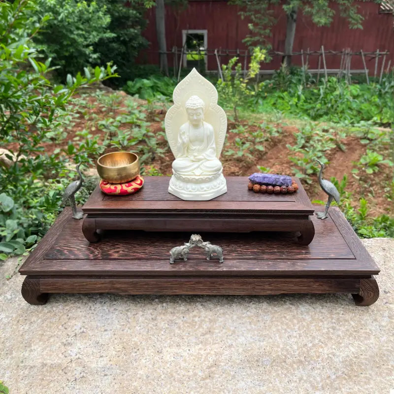 Meditation Altar Tray Large Wenge Wood - Handcrafted USA Buddhist Altar Decor | Buddhive