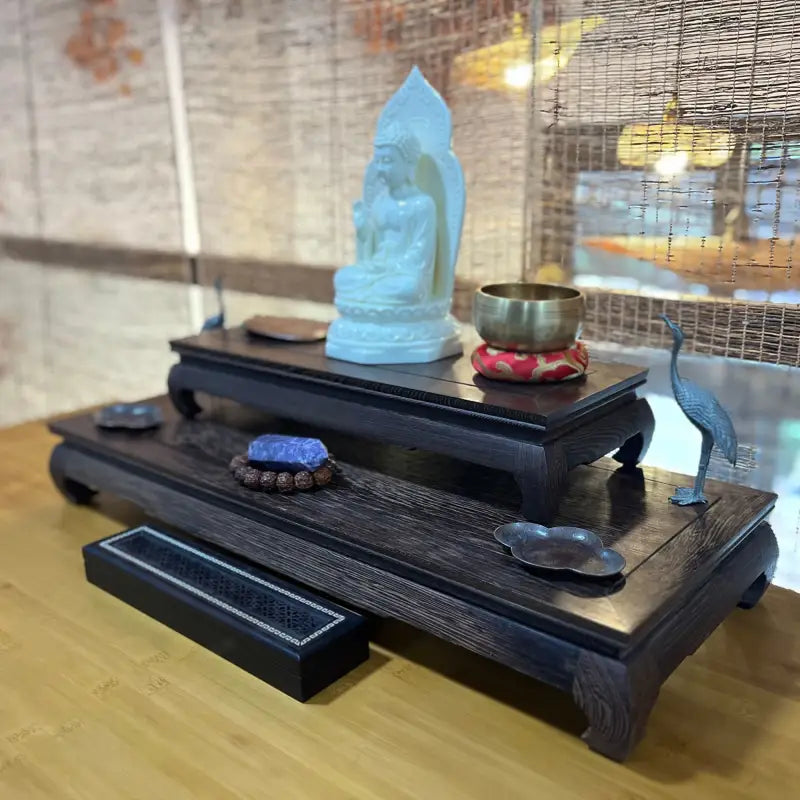 Meditation Altar Tray Large Wenge Wood - Handcrafted USA Buddhist Altar Decor | Buddhive