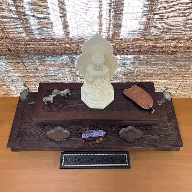 Meditation Altar Tray Large Wenge Wood - Handcrafted USA Buddhist Altar Decor | Buddhive