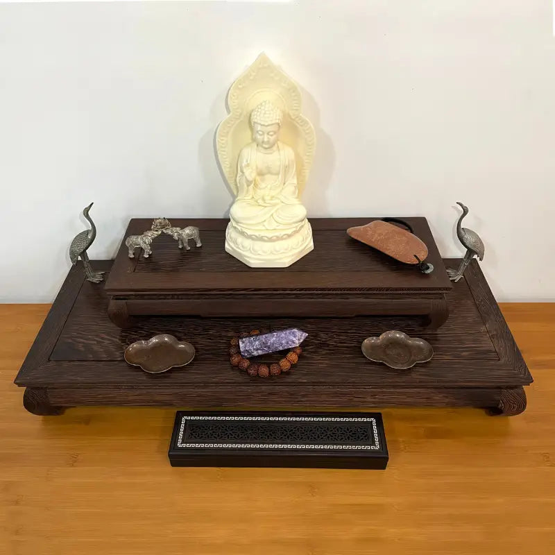 Meditation Altar Tray Large Wenge Wood - Handcrafted USA Buddhist Altar Decor | Buddhive
