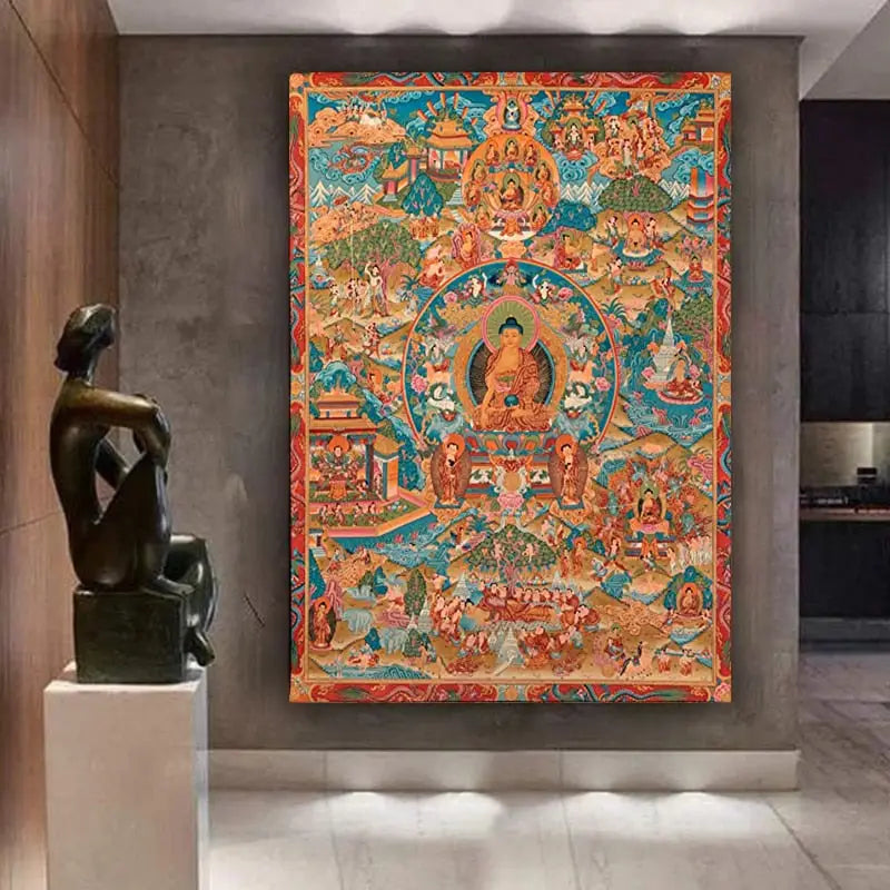 Thangka Painting Buddhist Wall Art - Authentic Tibetan Spiritual Decor | Buddhive