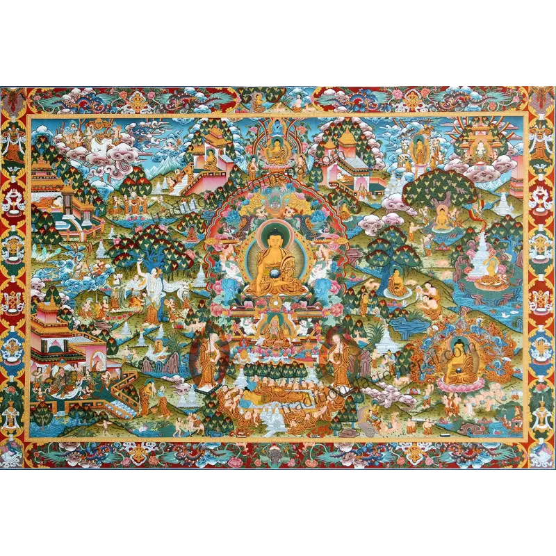 Thangka Painting Large Buddhist Wall Art - Traditional Tibetan Canvas | Buddhive