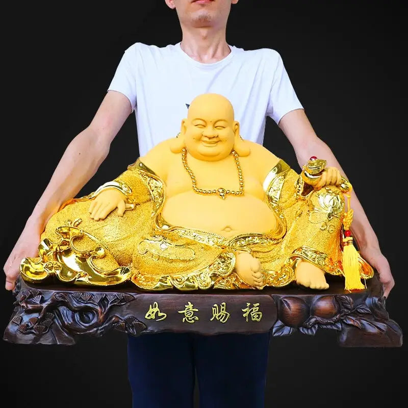 Laughing Buddha Statue Large Sitting - Hand-Crafted Resin Spiritual Decor | Buddhive