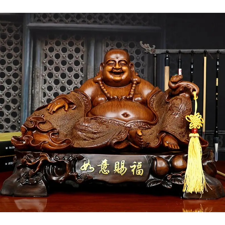 Laughing Buddha Statue Large Sitting - Hand-Crafted Resin Spiritual Decor | Buddhive