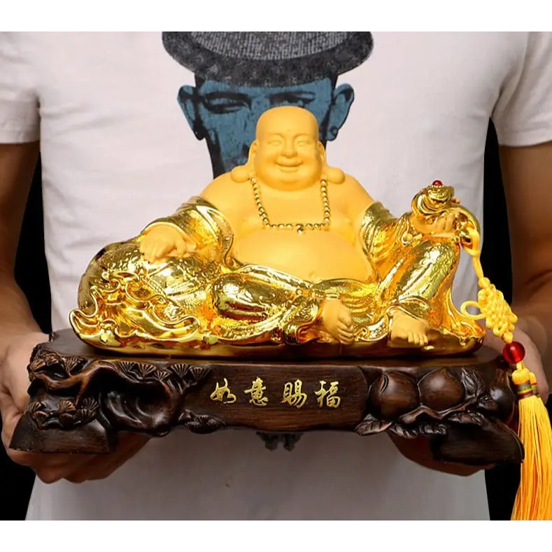 Laughing Buddha Statue Large Sitting - Hand-Crafted Resin Spiritual Decor | Buddhive