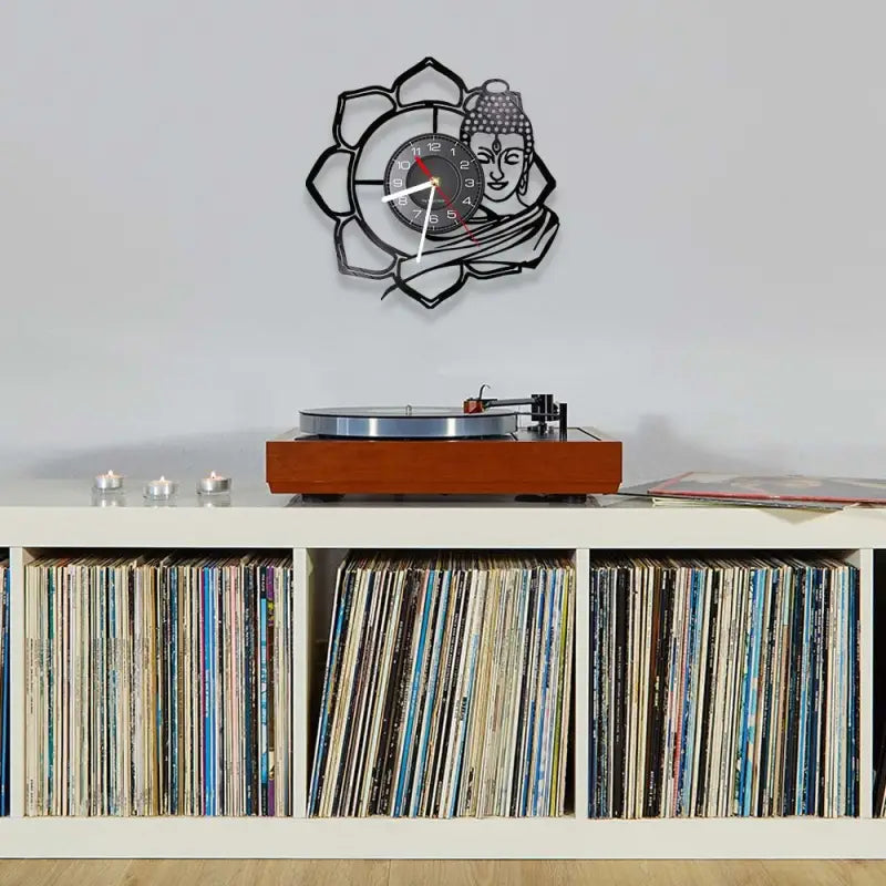 Buddha Wall Clock Recycled Vinyl - Silent Mechanism LED Lighting - Zen Decor | Buddhive