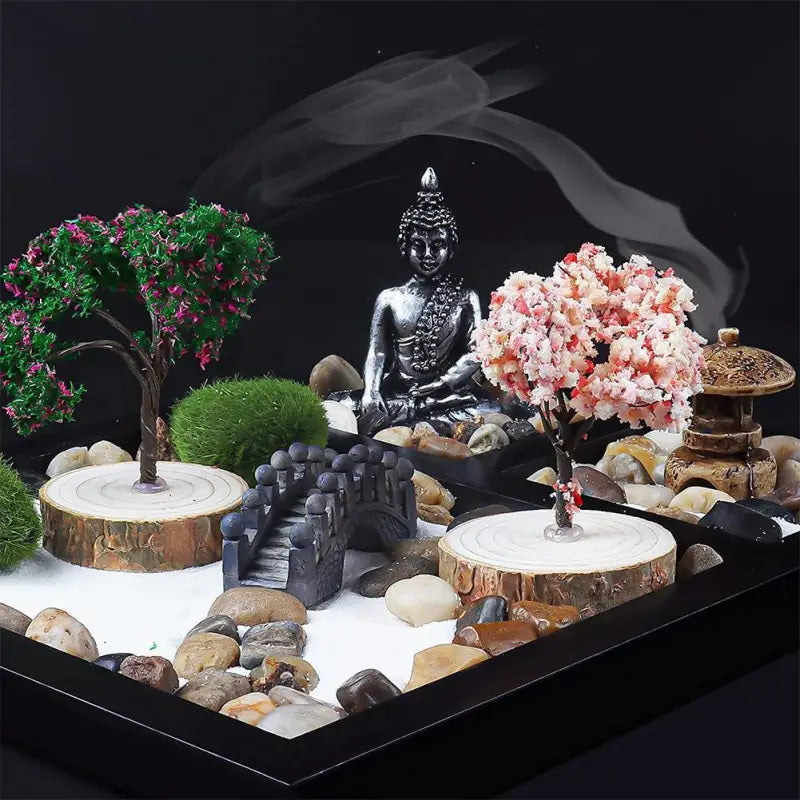 Mini Zen Garden DIY Kit - Desktop Meditation Sand Garden with Rake & Stones | Buddhive