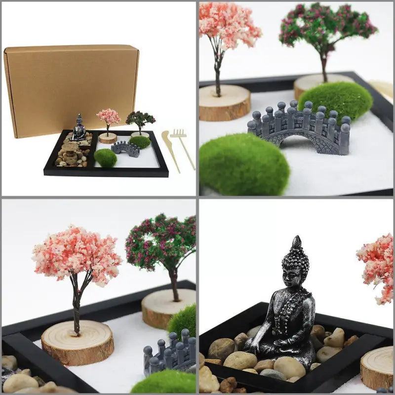 Mini Zen Garden DIY Kit - Desktop Meditation Sand Garden with Rake & Stones | Buddhive
