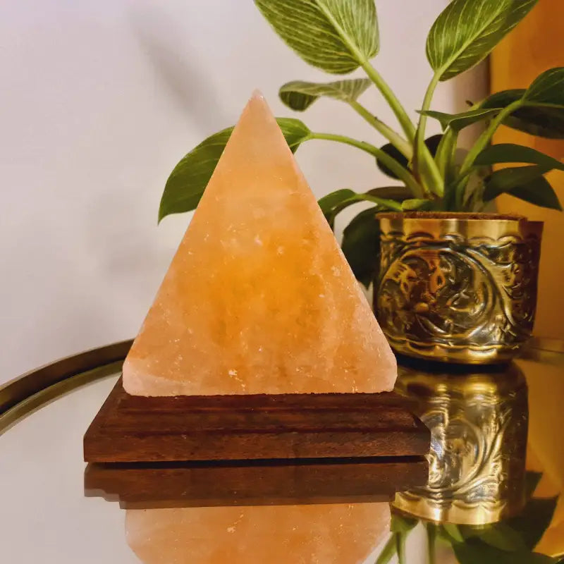 Himalayan Salt Lamp Pyramid - Hand Carved Pink Crystal - Air Purifying & Meditation Decor | Buddhive