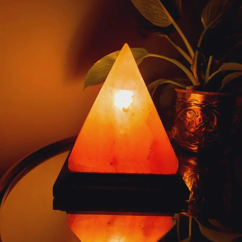 Himalayan Salt Lamp Pyramid - Hand Carved Pink Crystal - Air Purifying & Meditation Decor | Buddhive