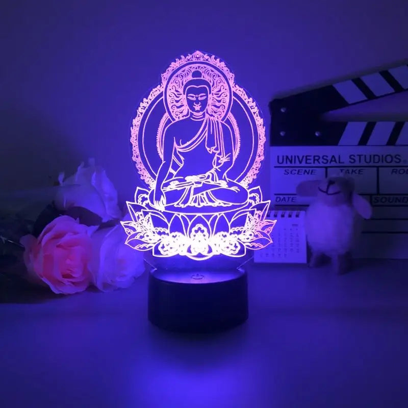 Buddha Lamp LED Night Light - 7 Colors, 20cm Meditation Décor for Home & Altar | Buddhive