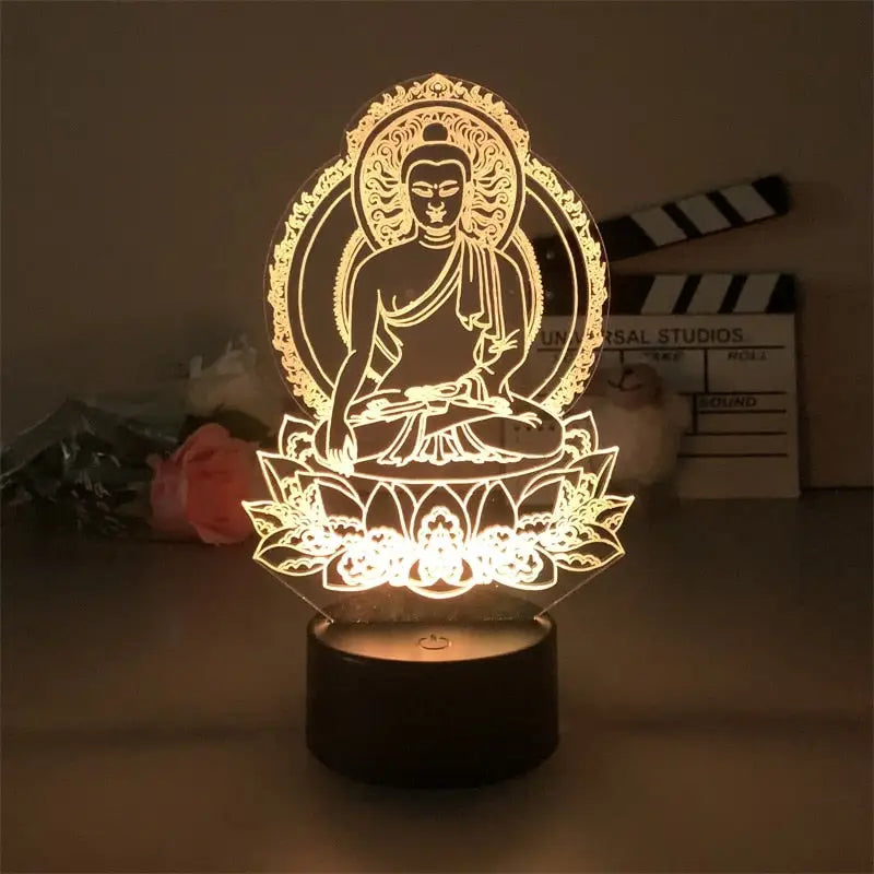Buddha Lamp LED Night Light - 7 Colors, 20cm Meditation Décor for Home & Altar | Buddhive