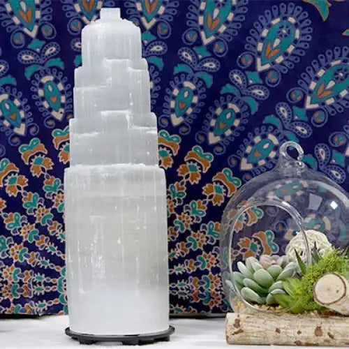 Selenite Crystal Lamp - Natural Tower Lamp for Meditation & Zen Decor | Buddhive