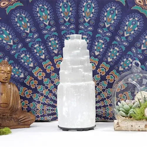 Selenite Crystal Lamp - Natural Tower Lamp for Meditation & Zen Decor | Buddhive