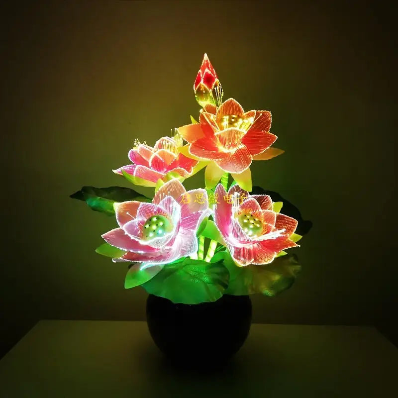 Lotus Flower Lamp LED Fiber Optic Color Changing - Buddhist Zen Decor Light | Buddhive
