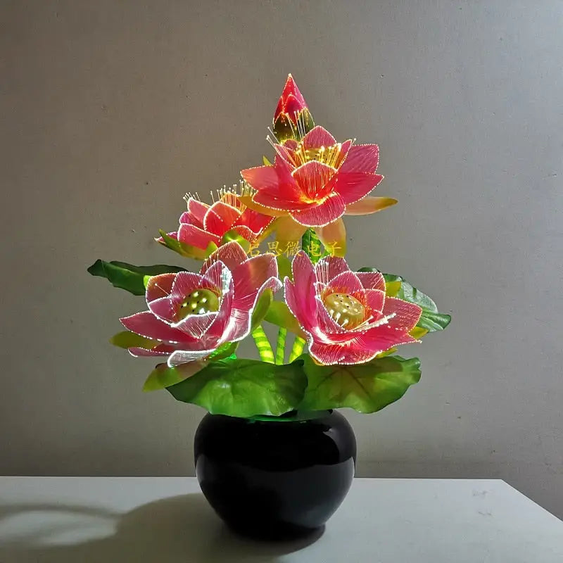Lotus Flower Lamp LED Fiber Optic Color Changing - Buddhist Zen Decor Light | Buddhive